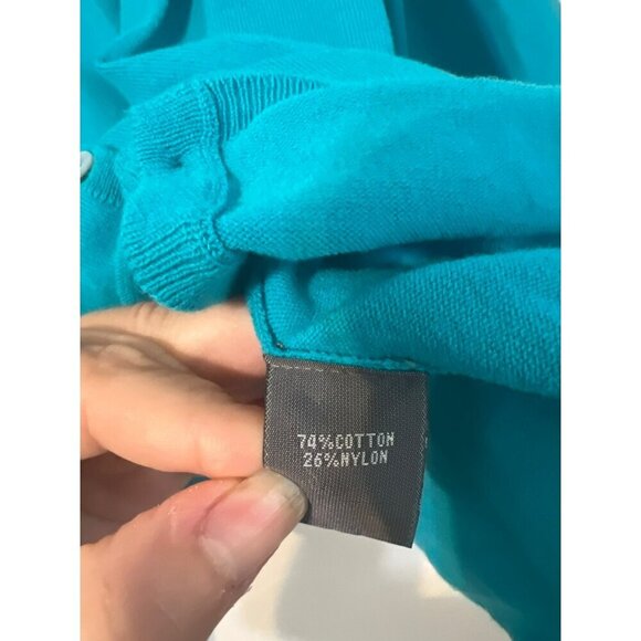 Kenneth Cole Reaction XL Teal Cardigan Sweater Shell Buttons Pinch Pleated - Picture 5 of 8